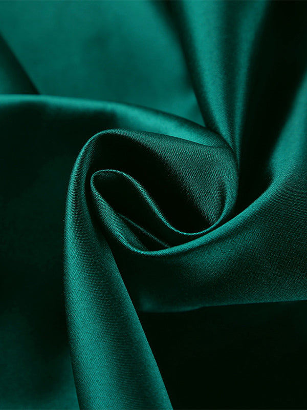 Green Pleated High-Waisted Satin Skirt — view 9