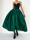 Green Pleated High-Waisted Satin Skirt — view 1