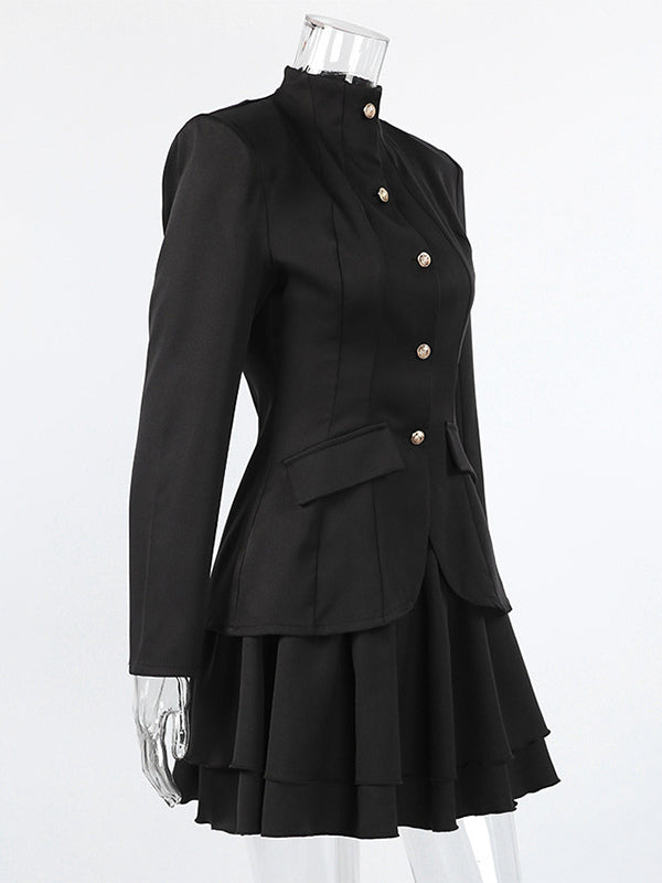 Black Collared Fitted Two-Piece Set — view 8