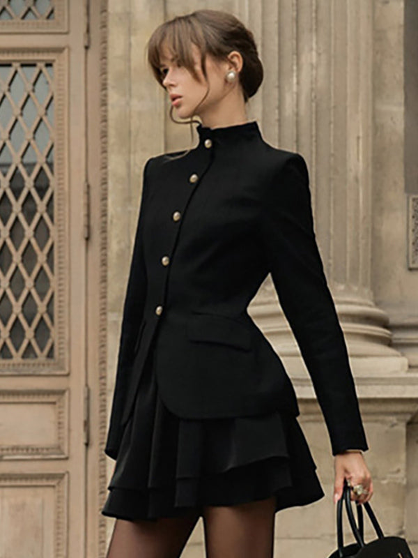 Black Collared Fitted Two-Piece Set — view 3