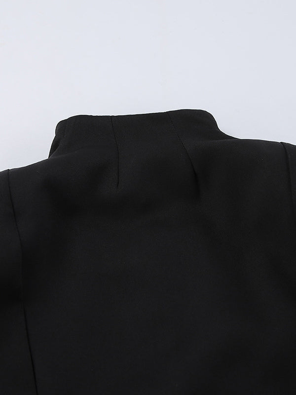 Black Collared Fitted Two-Piece Set — view 16