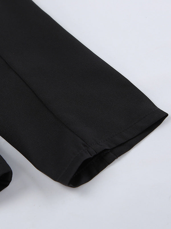 Black Collared Fitted Two-Piece Set — view 15