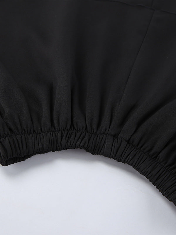 Black Collared Fitted Two-Piece Set — view 13