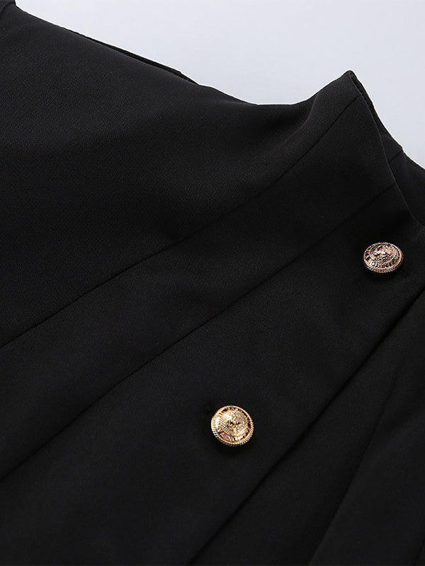 Black Collared Fitted Two-Piece Set — view 11