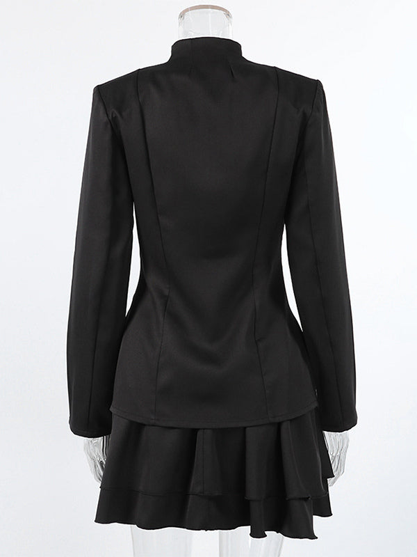 black collared fitted two piece set — view 9