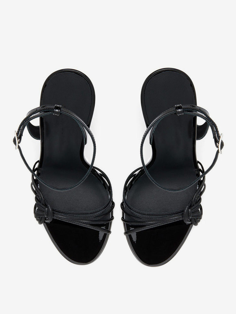 black ankle strap wedge sandals — view 4