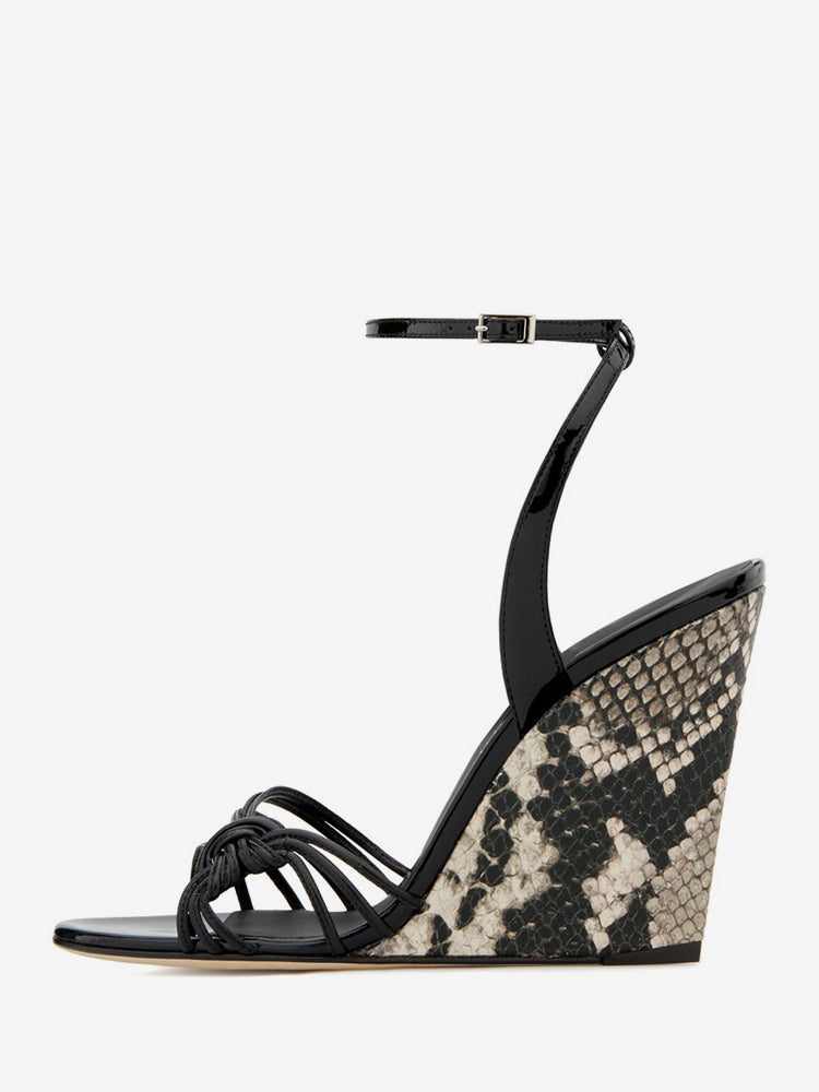 black ankle strap wedge sandals — view 3