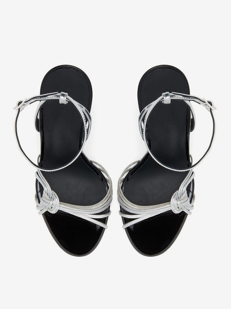 black ankle strap wedge sandals — view 9