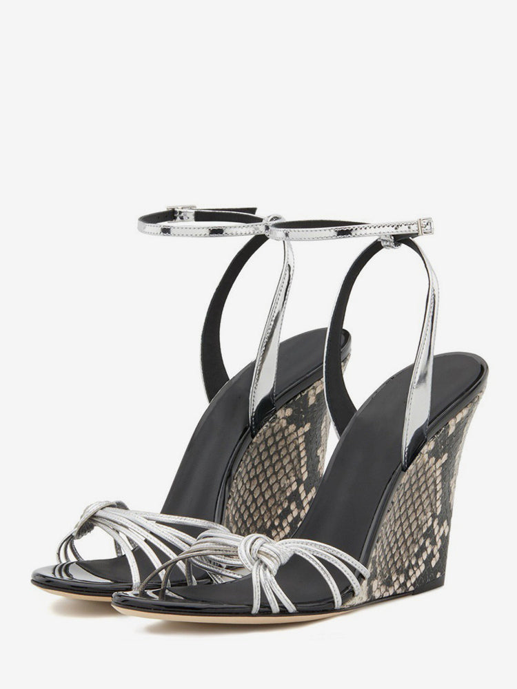 black ankle strap wedge sandals — view 7