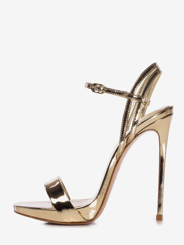 gold open toe metallic sandals — view 1