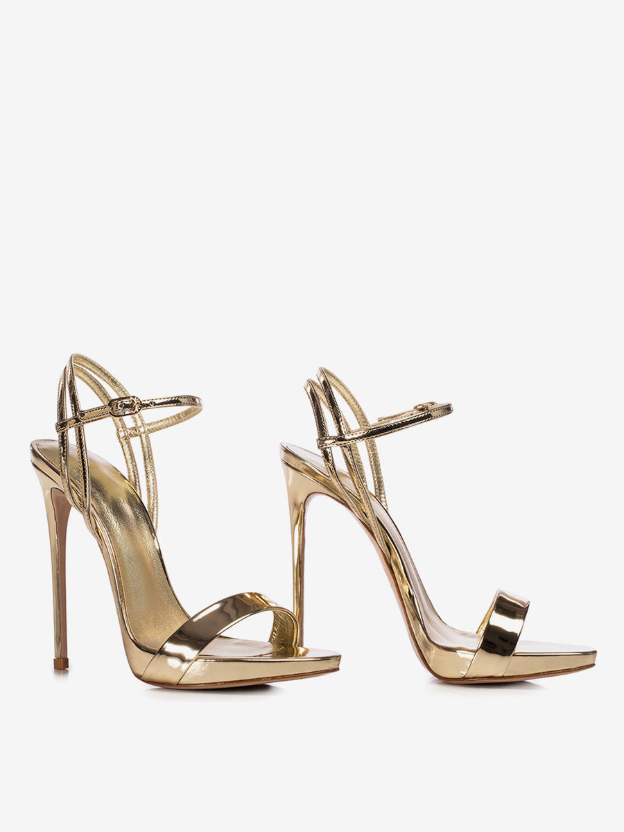 gold open toe metallic sandals — view 3