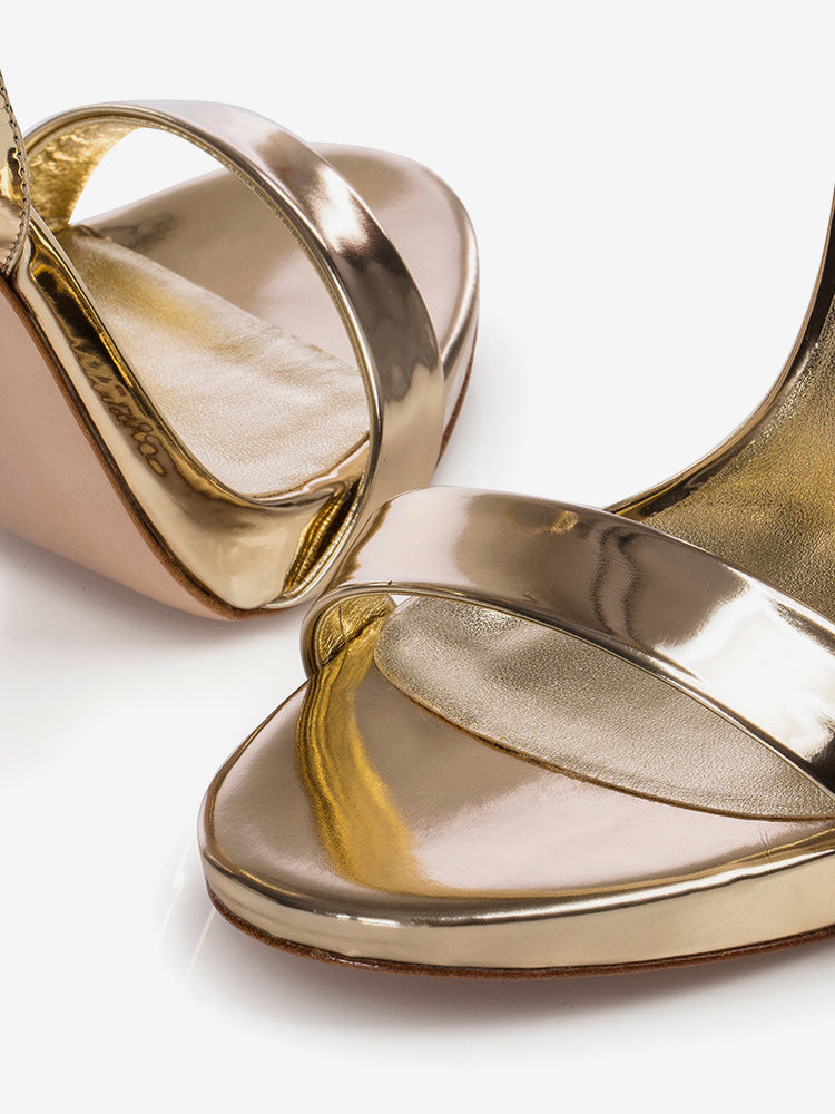gold open toe metallic sandals — view 4