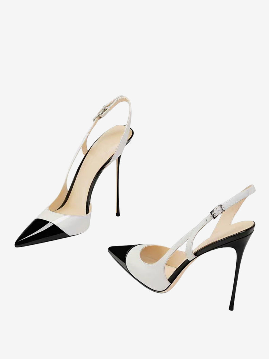 apricot pointed toe slingback cut out court shoes — view 5