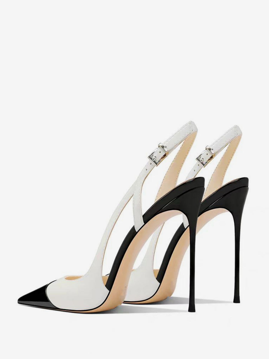 apricot pointed toe slingback cut out court shoes — view 3
