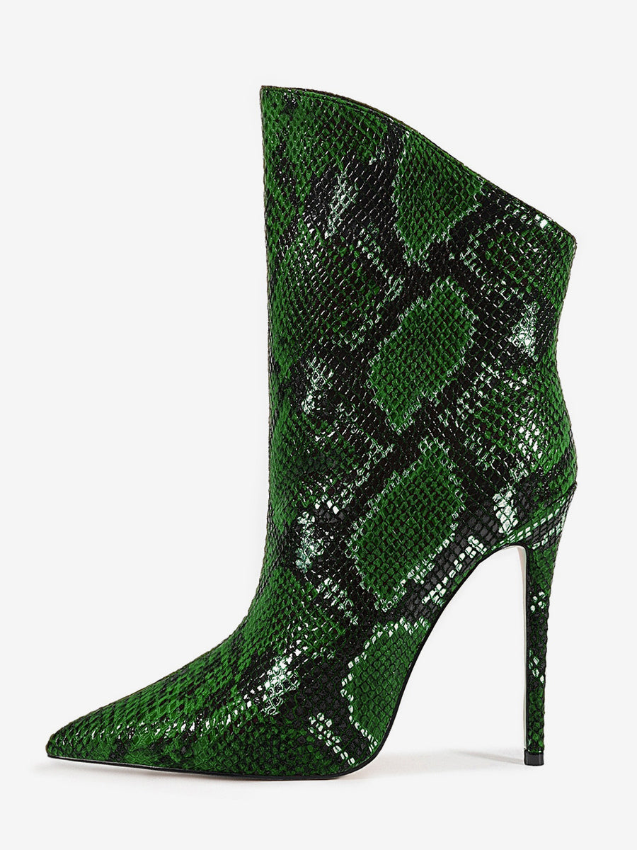green pointed toe ankle boots — view 3