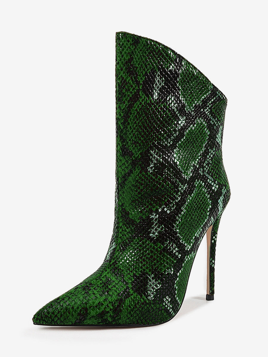 green pointed toe ankle boots — view 2