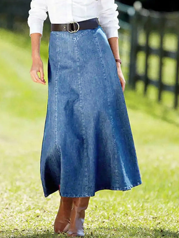 Blue High-Waisted Denim Longline Jeans — view 3