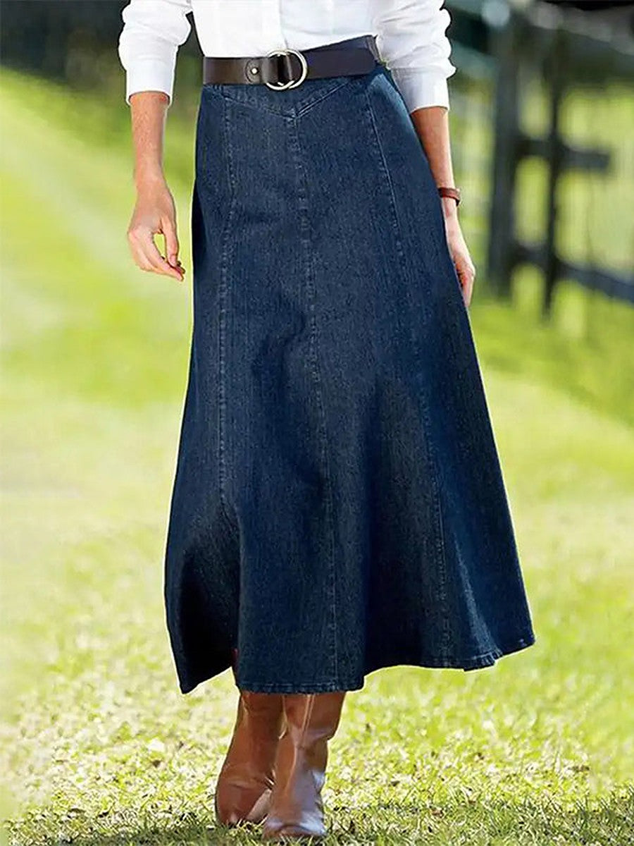 Blue High-Waisted Denim Longline Jeans — view 1