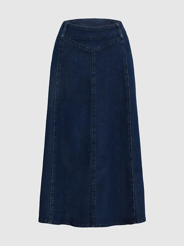Blue High-Waisted Denim Longline Jeans — view 9