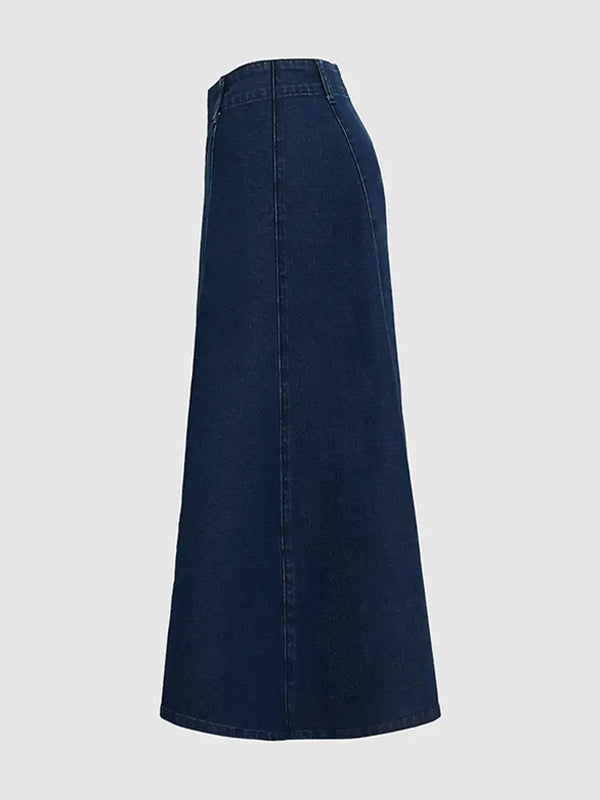 Blue High-Waisted Denim Longline Jeans — view 8
