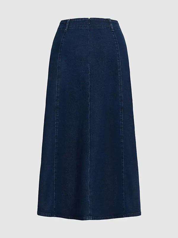 Blue High-Waisted Denim Longline Jeans — view 7