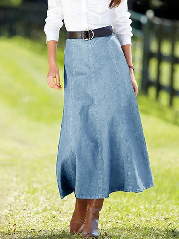 Blue High-Waisted Denim Longline Jeans — view 4