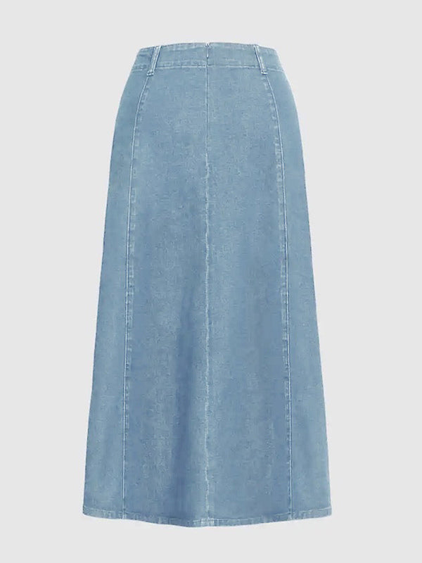 Blue High-Waisted Denim Longline Jeans — view 6
