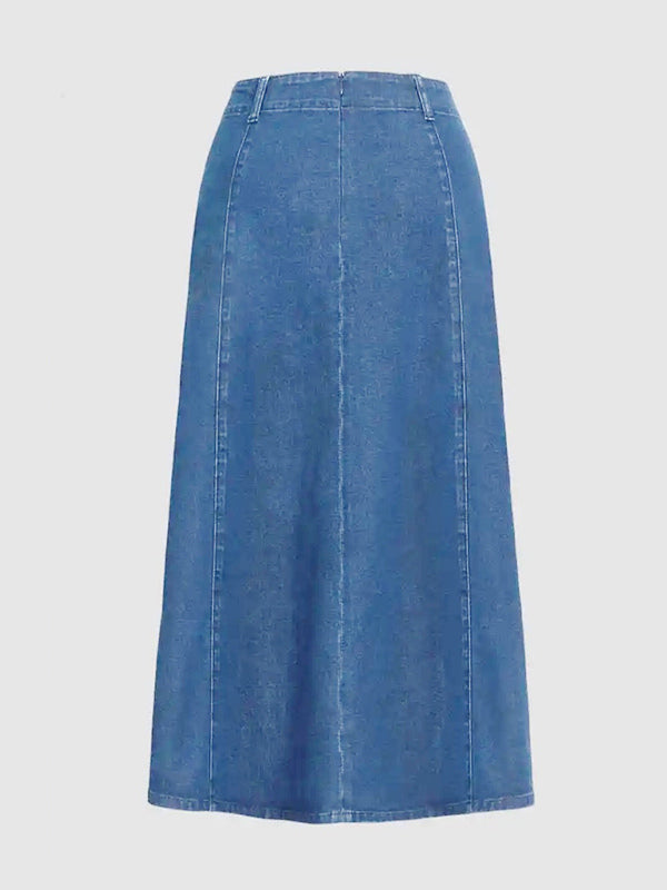 Blue High-Waisted Denim Longline Jeans — view 5