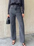 Black Wide-Leg Straight-Leg Denim Jeans — view 7