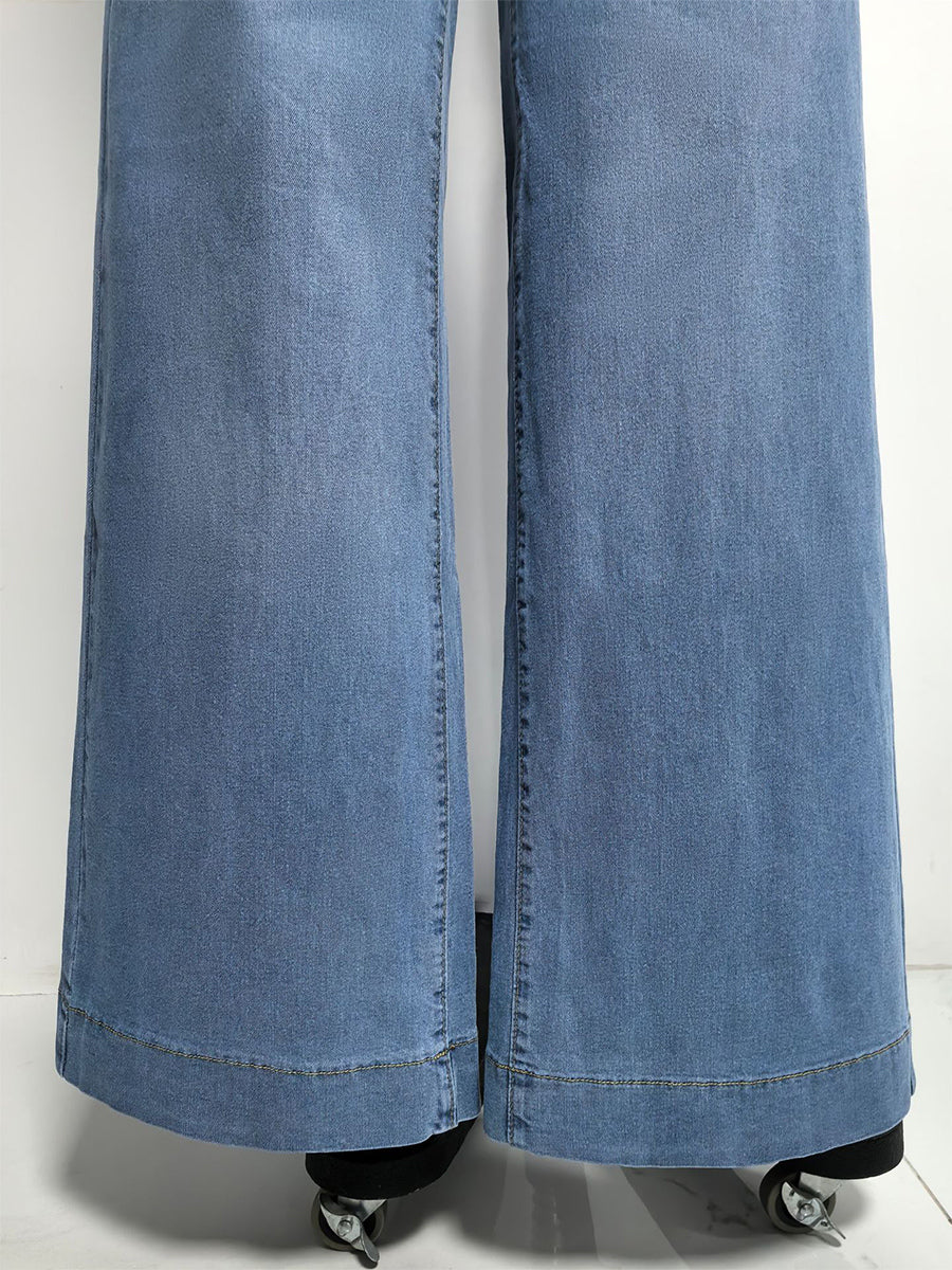 Blue High-Waisted Wide-Leg Denim Jeans — view 11