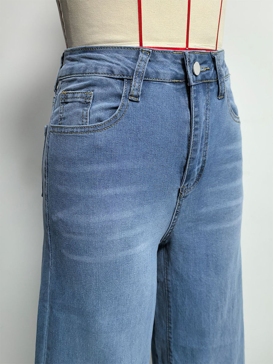 Blue High-Waisted Wide-Leg Denim Jeans — view 10