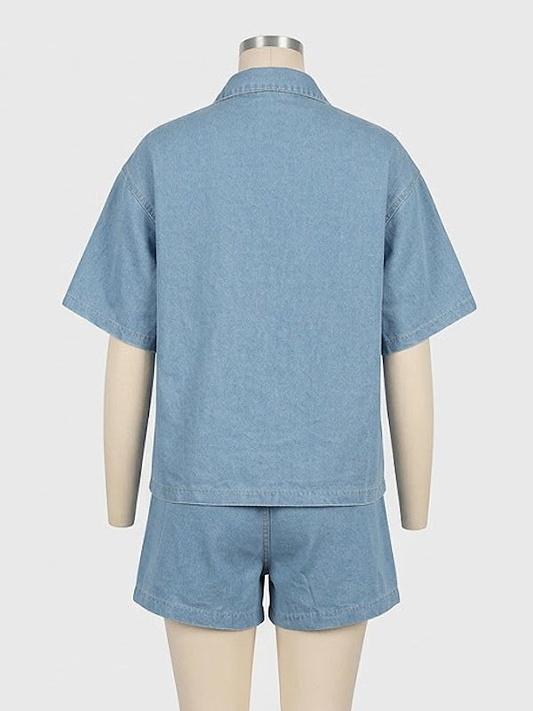 blue denim two piece set — view 5