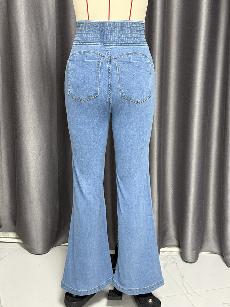 Sky Blue High-Waisted Fitted Denim Jeans — view 7