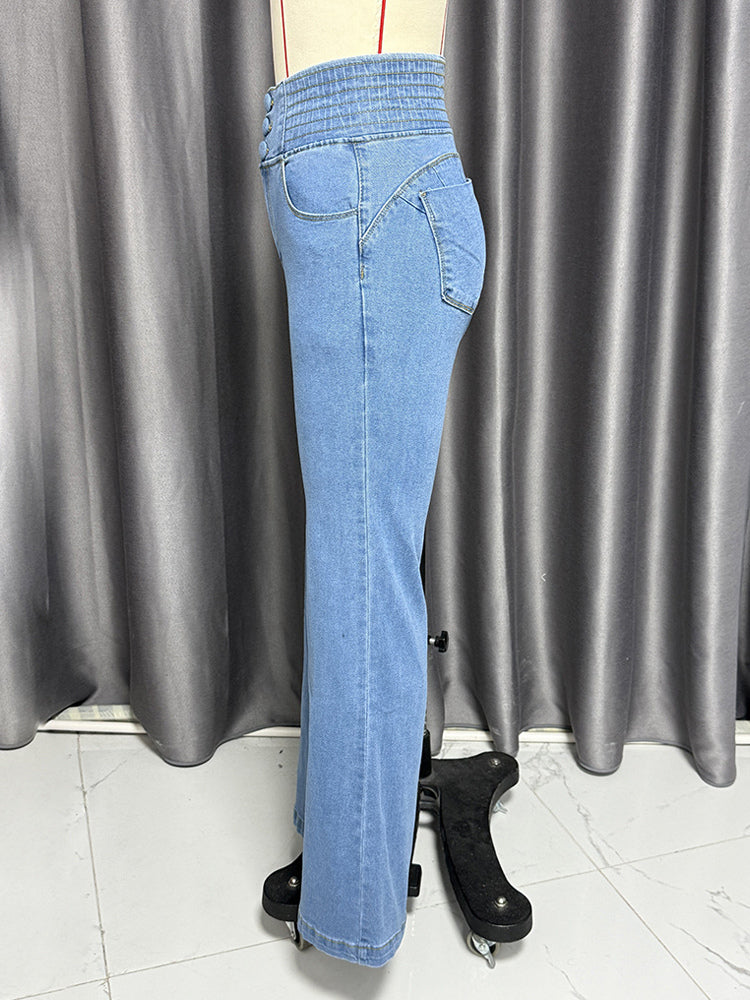 Sky Blue High-Waisted Fitted Denim Jeans — view 6