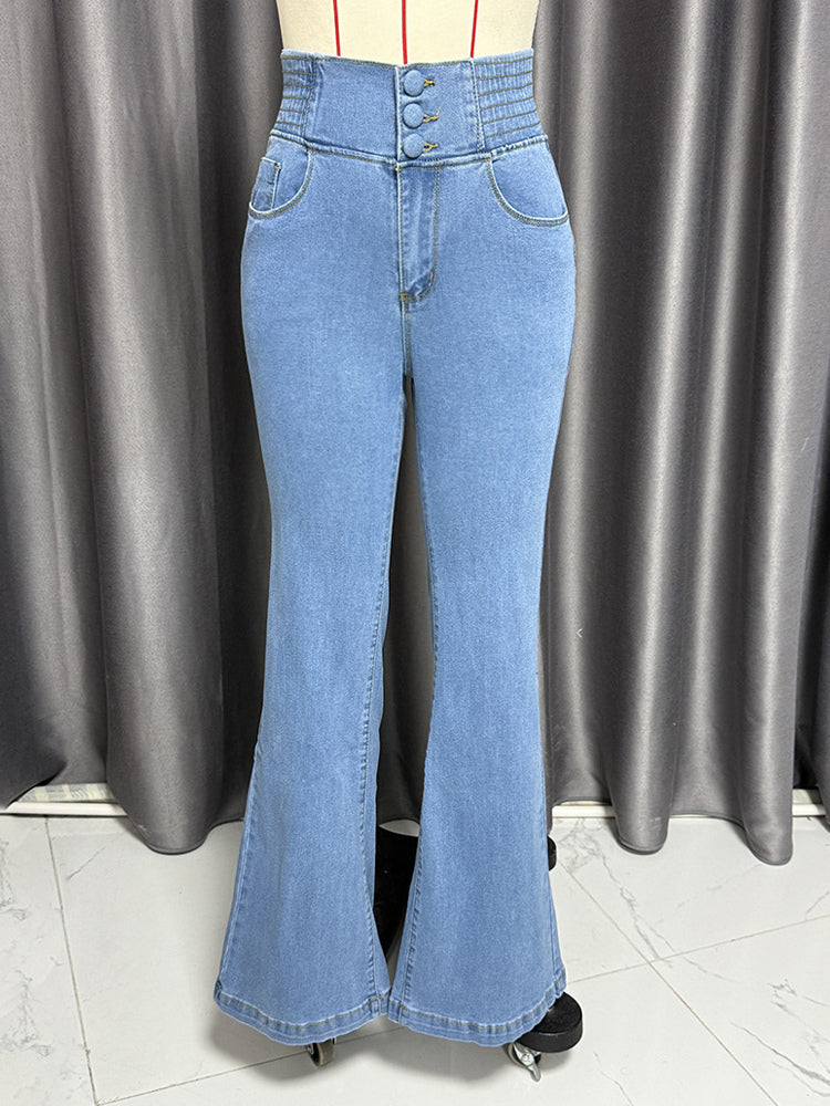Sky Blue High-Waisted Fitted Denim Jeans — view 5
