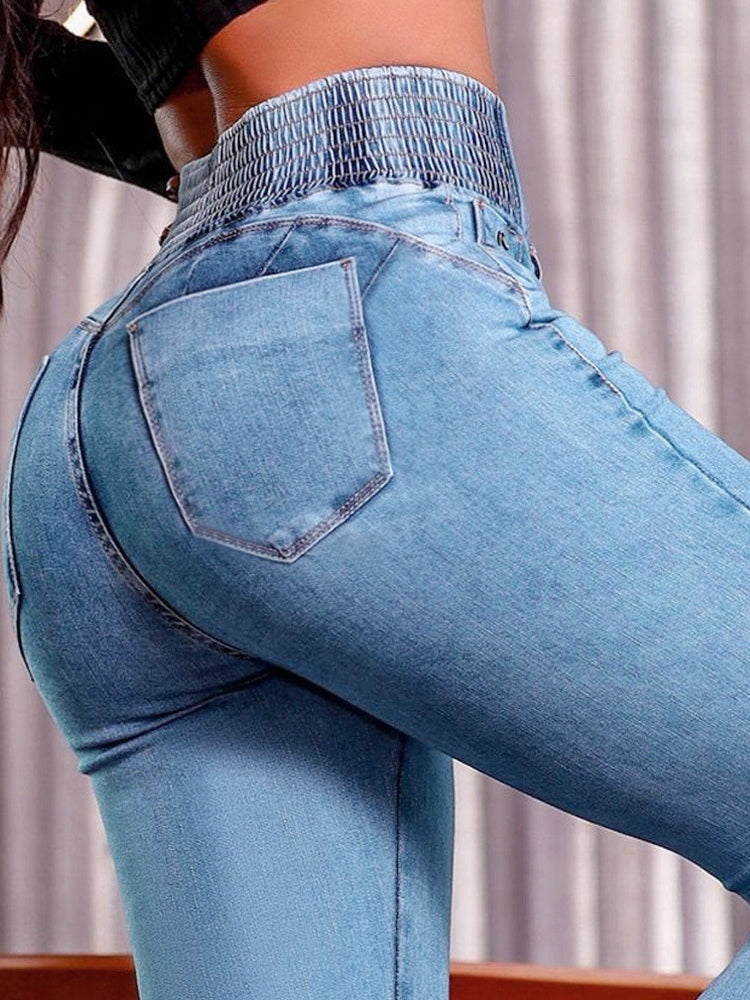 Sky Blue High-Waisted Fitted Denim Jeans — view 4