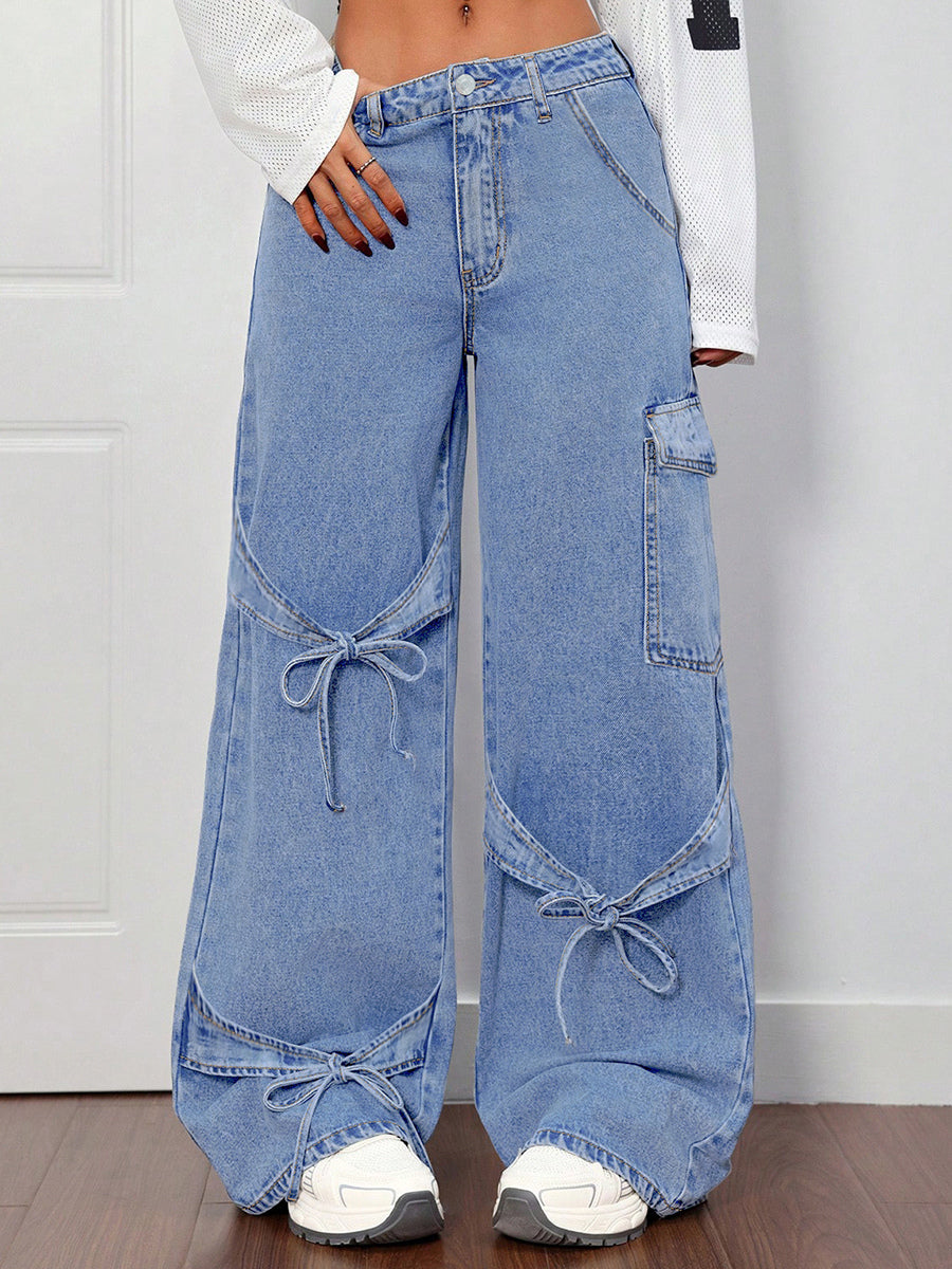 Blue Wide-Leg Relaxed Denim Jeans — view 6