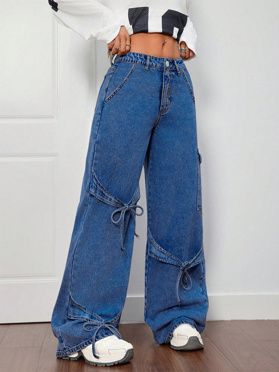 Blue Wide-Leg Relaxed Denim Jeans — view 1