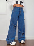 Blue Wide-Leg Relaxed Denim Jeans — view 1