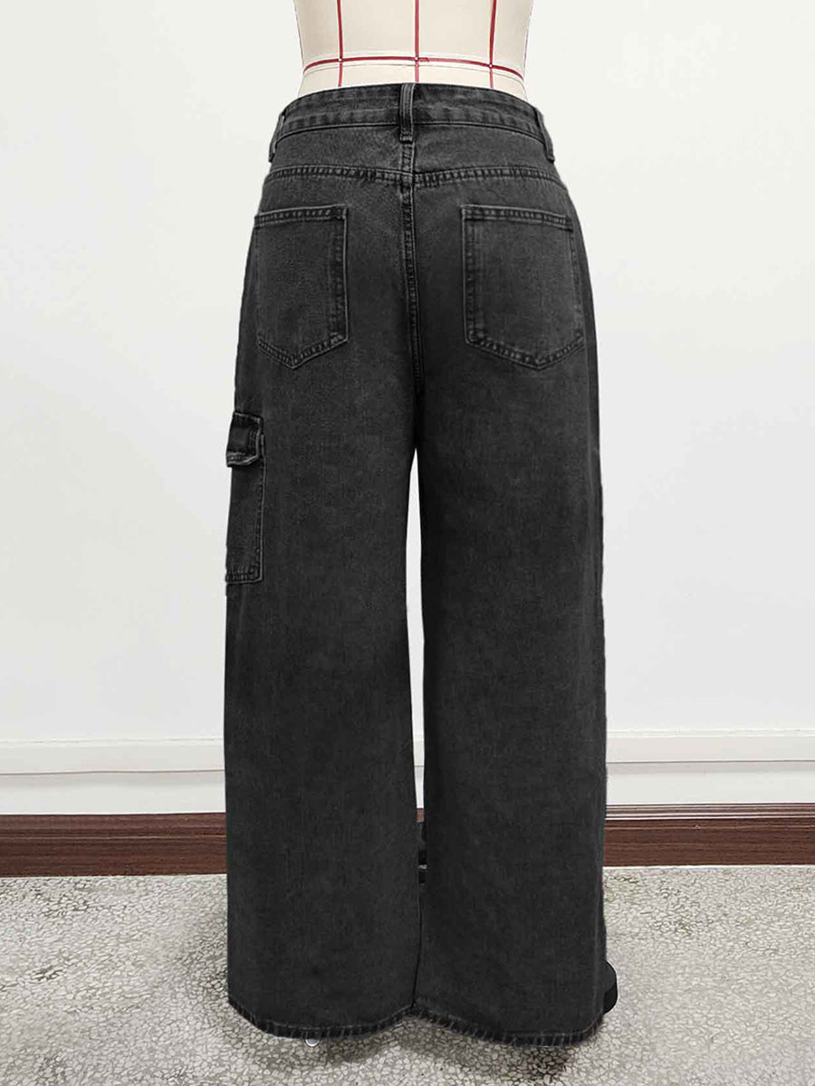 Blue Wide-Leg Relaxed Denim Jeans — view 9