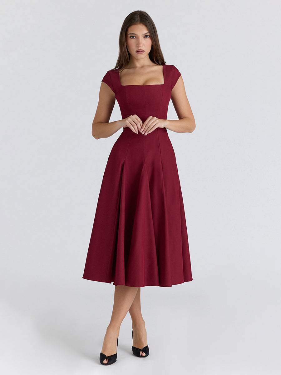 Navy Sleeveless Square-Neck Midi Dress — view 6