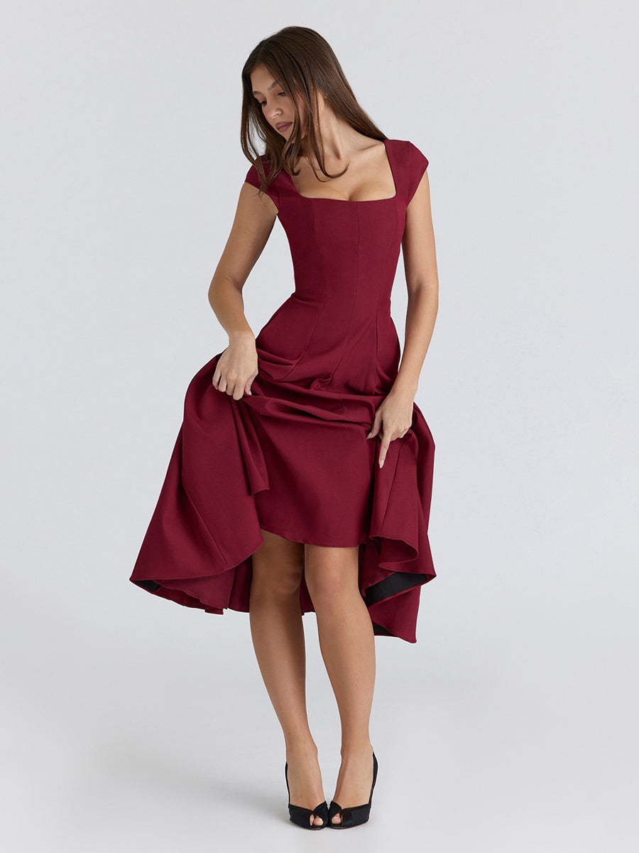 Navy Sleeveless Square-Neck Midi Dress — view 7