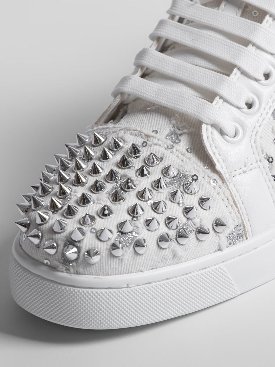 White Round-Toe Lace-Up Trainers — view 6