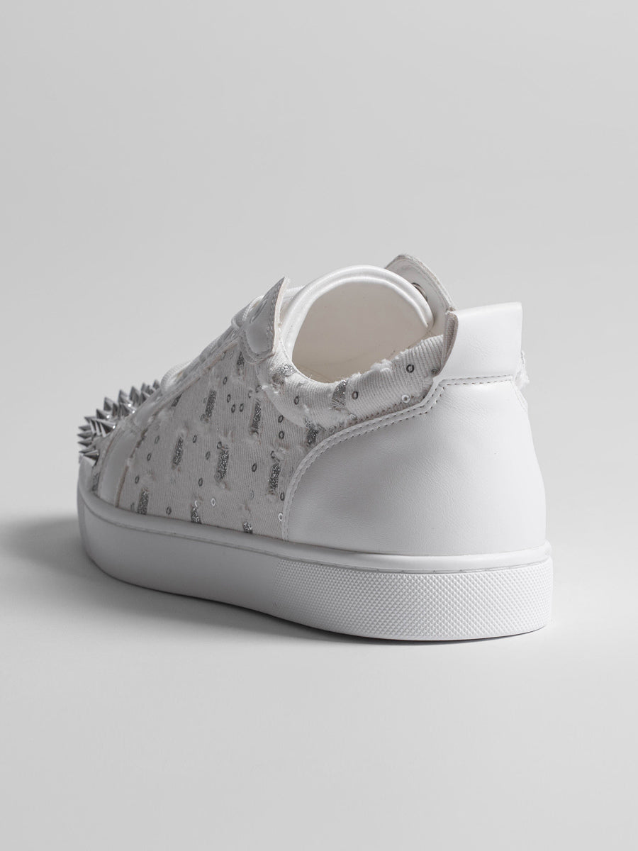 White Round-Toe Lace-Up Trainers — view 5