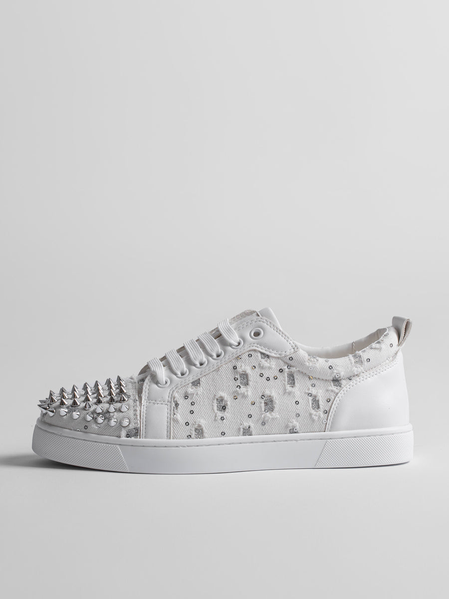 White Round-Toe Lace-Up Trainers — view 3