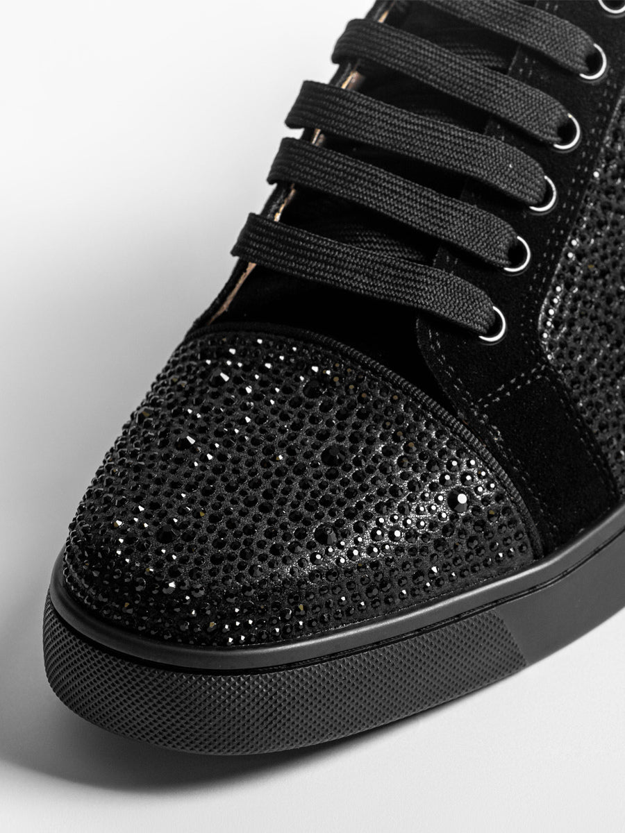 Black Round-Toe Lace-Up Suede-Effect Trainers — view 5