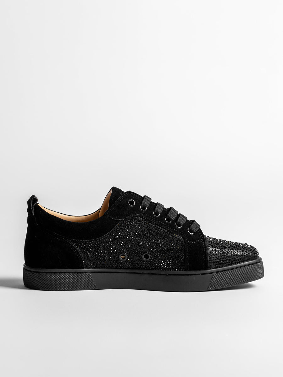 Black Round-Toe Lace-Up Suede-Effect Trainers — view 4