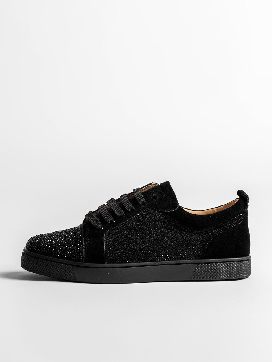 Black Round-Toe Lace-Up Suede-Effect Trainers — view 3