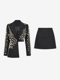 Black Beaded Cut-Out Mini Two-Piece Set — view 14