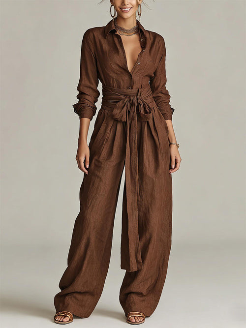 Apricot Linen Two-Piece Set — view 2